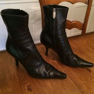 Sergio Rossi Black Leather Ankle Booties - Size 36